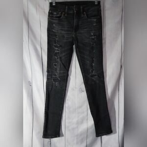 American Eagle AirFlex Slim Stretch Distressed Denim Jeans Black Men's 28